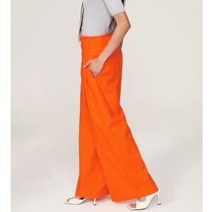 Eudon Choi Collective Orange Wide Leg High Waisted Belted Pants Trousers 14 Chic